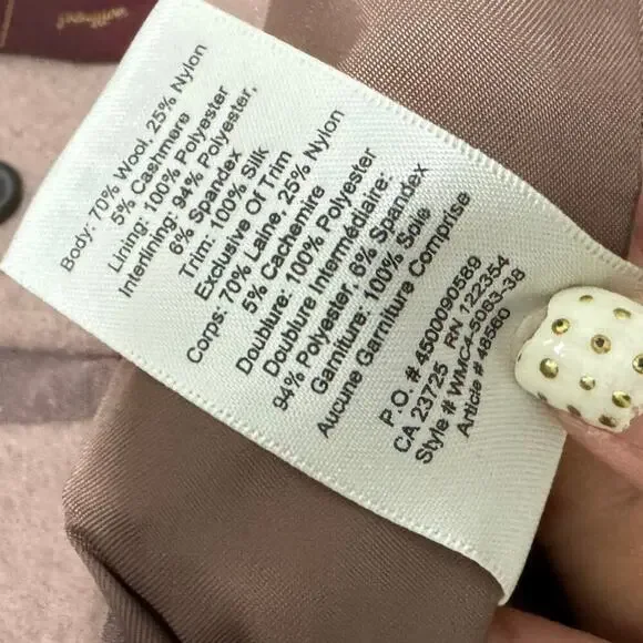 Aritizia Wilfred Cocoon Coat in Blush Pink